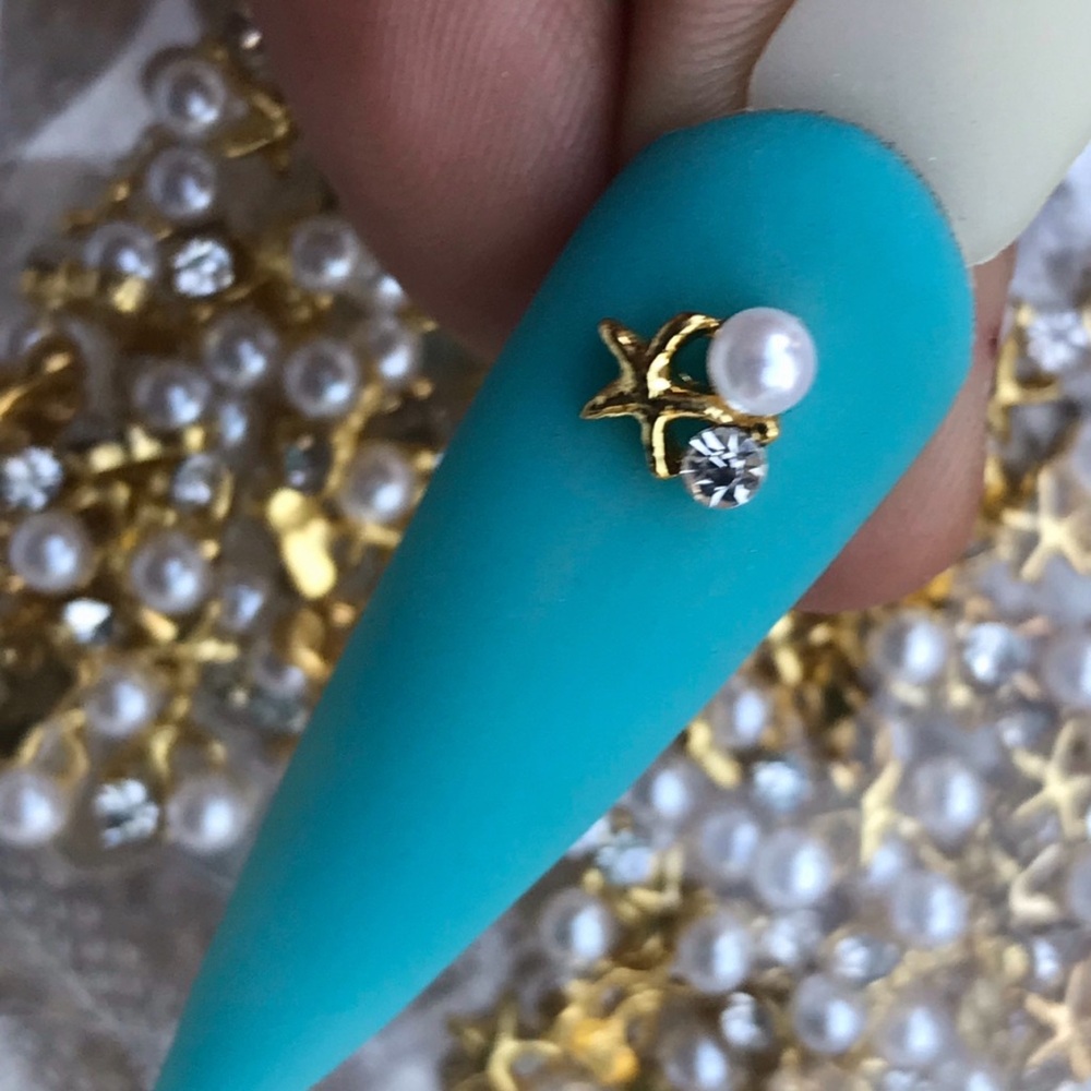 50 pz charms Pearl and Gold Starfish